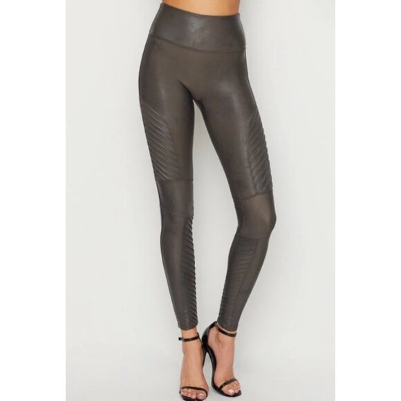 SPANX Gunmetal Gray Moto Leggings Tights Size Large NEW NWT - Picture 2 of 4